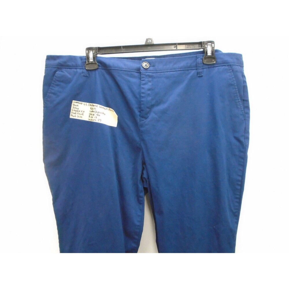 Liz Claiborne Women's Straight Pants Blue Plus Size 20W (46x27) Cotton Blend - Picture 2 of 9